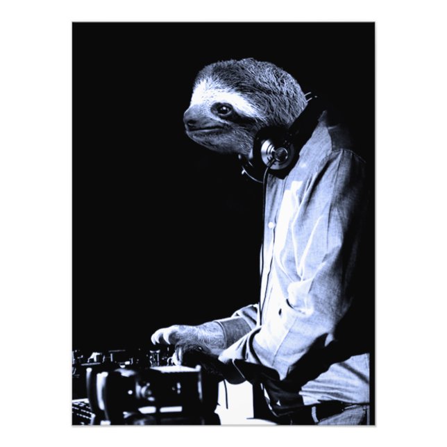 DJ Sloth Foto Print (Vorne)