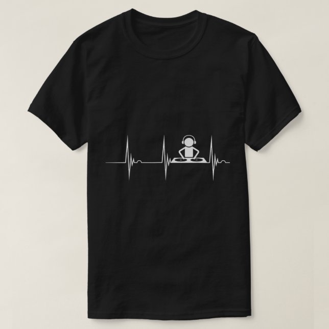 DJ Techno Turntable DJ Heartbeat EKG Pulse Dance T-Shirt (Design vorne)