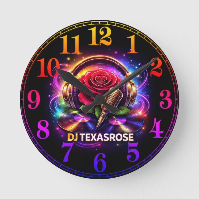 DJ TEXASROSE 2 RUNDE WANDUHR (Vorderseite)