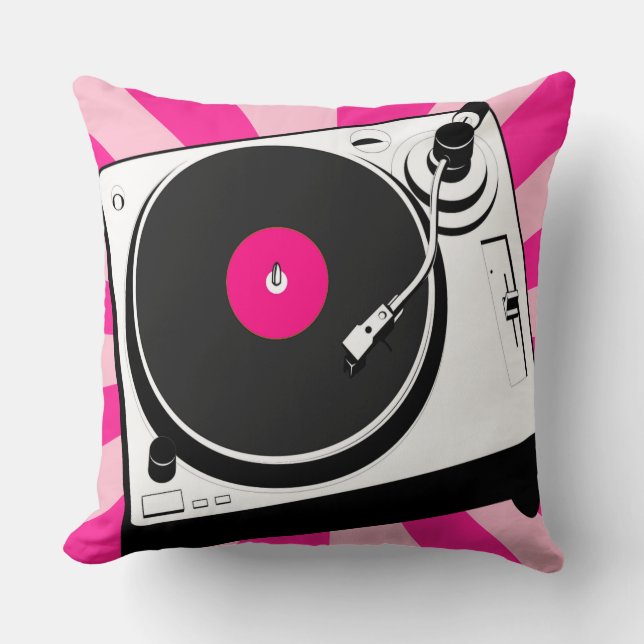 Dj Turntable Disc Jockey Werfer Kissen pink (Vorderseite)
