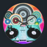 DJ Turntable mit Vinyl - Pop Art Große Wanduhr<br><div class="desc">DJ Turntable mit Vinyl Musik Alben Platten für Disc Jockey mit farbigen Kreise und Kugeln Pop Kunst.</div>