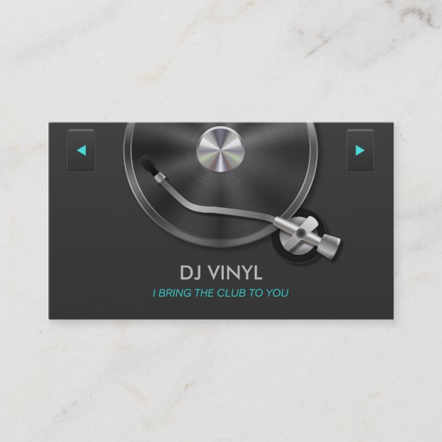 DJ Turntable Music Modern Clean Gray & Silver Visitenkarte (Vorderseite)