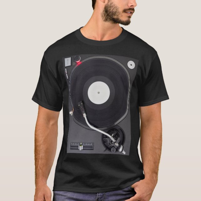 DJ Turntable, Vinyl Record Foto T-Shirt (Vorderseite)