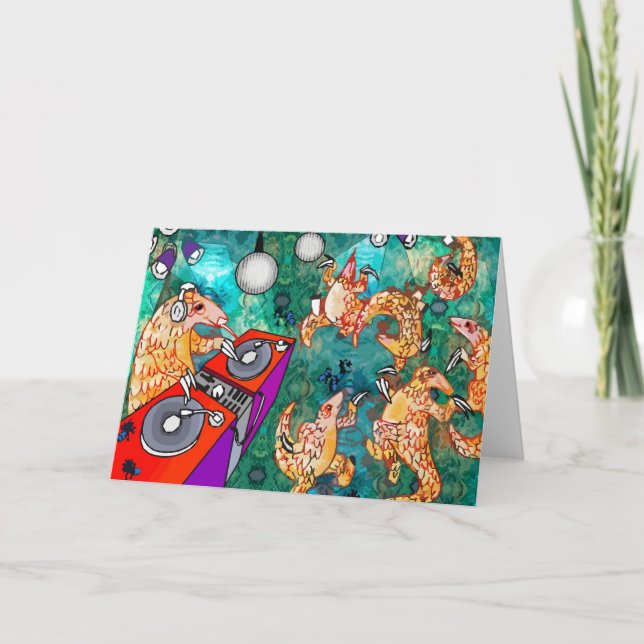 DJ Turntablist Pangolin Karte (Vorderseite)