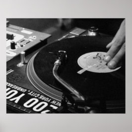 DJ Vinyl Black and White Poster modifier pour la t