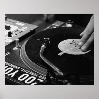 DJ Vinyl Black and White Poster modifier pour la t