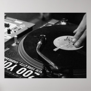 DJ Vinyl Black und White Poster bearbeiten für Gr