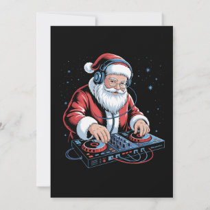 DJ Weihnachtsmann Weihnachts-Kopfhörer Plattenspie Einladung