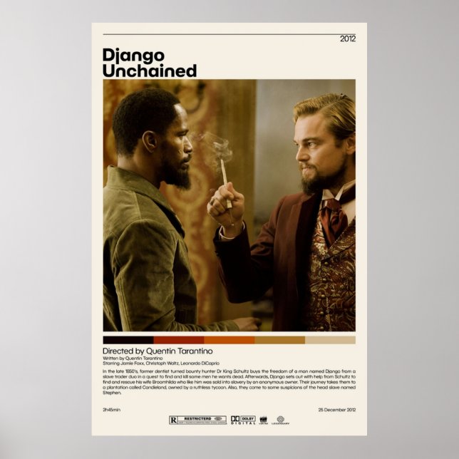 Django Unchached Quentin Tarantino Minimalistisch  Poster (Vorne)