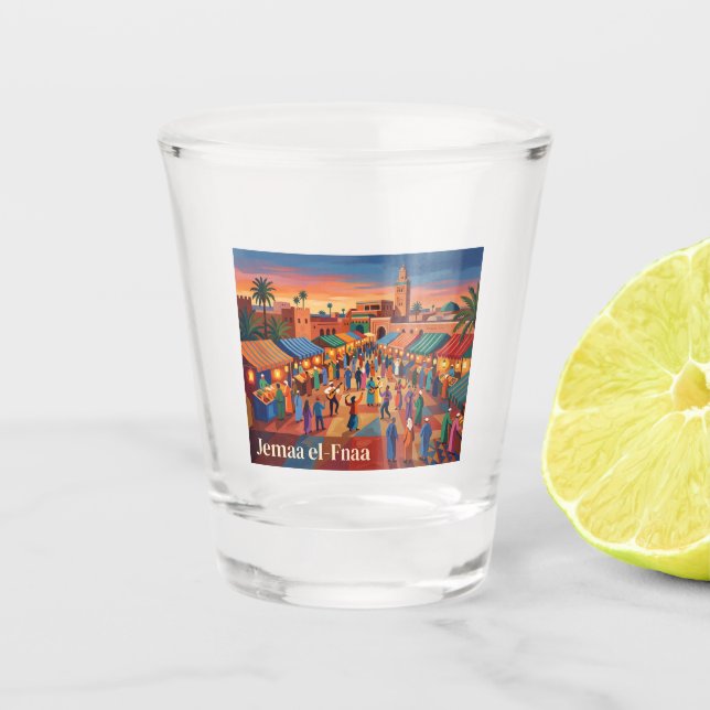 Djemaa el-Fnaa Marokko Schnapsglas (Vorderseite)