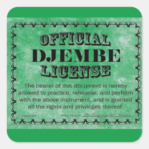 Djembe License Square Aufkleber
