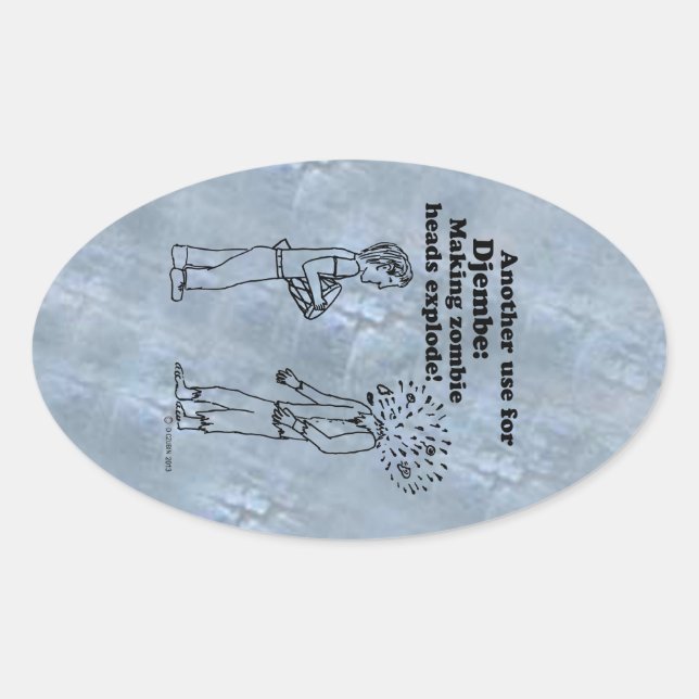 Djembe macht Zombies Explode Oval Sticker (Vorderseite)