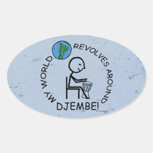 Djembe - Weltumdrehungen um Oval-Aufkleber Ovaler Aufkleber
