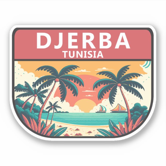 Djerba Tunesien Retro Emblem Aufkleber (Vorderseite)