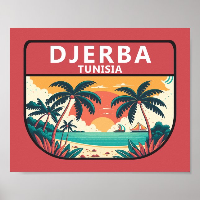 Djerba Tunesien Retro Emblem Poster (Vorne)