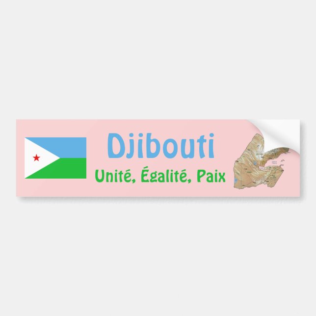 Djibouti Flag + Map Autoaufkleber (Vorne)