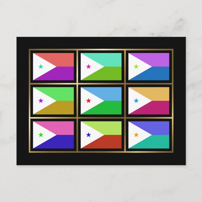 Djibouti Multihue Flags Postkarte (Vorderseite)