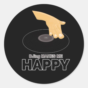 DJing macht mich glücklich Runder Aufkleber