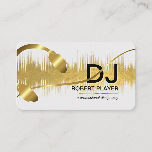 DJs Deejay Beruflich Music Band Event Gold Visitenkarte (Vorderseite)