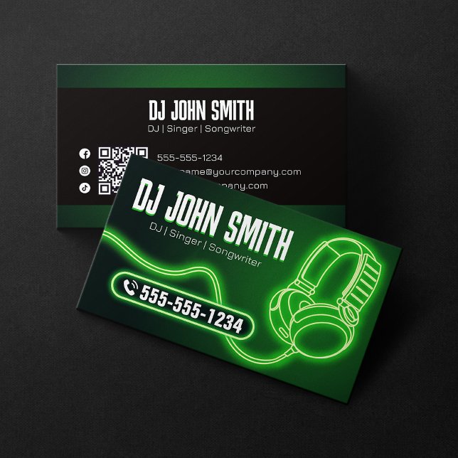 Djs Singer Songwriter Headphone Neon Music Produce Visitenkarte (Von Creator hochgeladen)