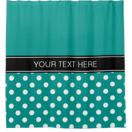 Dk Aquamarin weißer LG Dot Schwarzer CB Name Monog Duschvorhang
