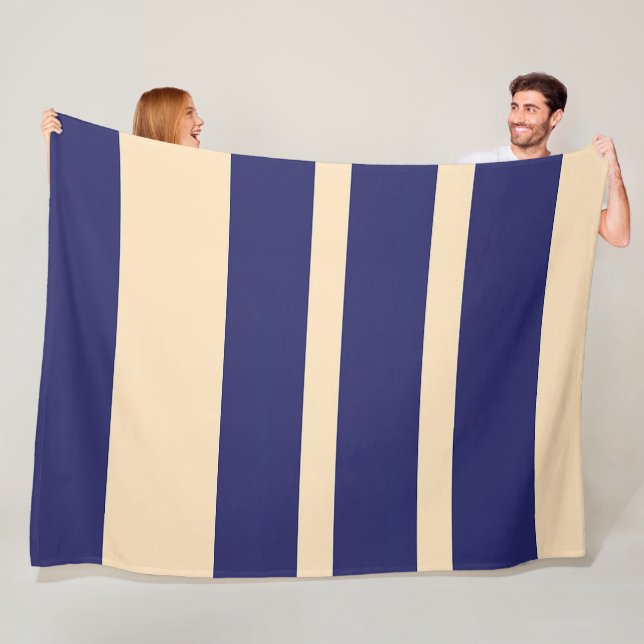 Dk Blau + Creme Breitbandstreifen Fleecedecke (Beispiel)