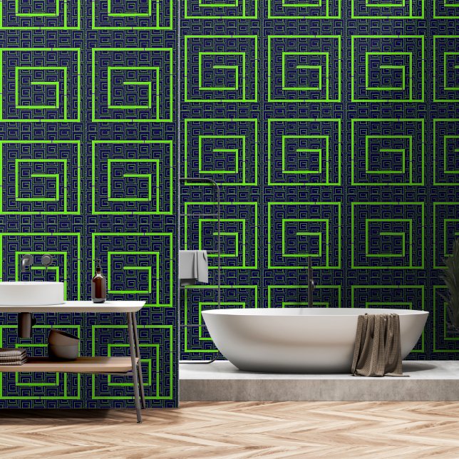 Dk Blue Green Geo Tapete (Badezimmer)