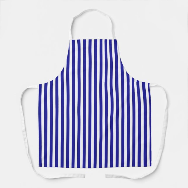 Dk Blue White Stripes Koch Schürze (Vorderseite)