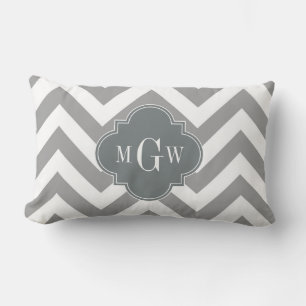 Dk Grau Lg Zickzack Karkohlefolie 3 Monogramm Lendenkissen