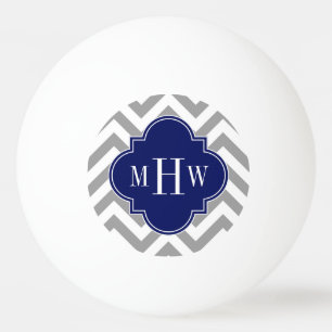 Dk Grau Lg Zickzack Navy Quatrefolie 3 Monogramm Tischtennisball