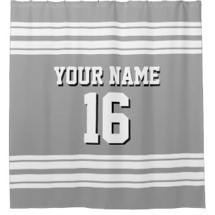 Dk Grau mit White Stripes Sports Jersey Duschvorhang