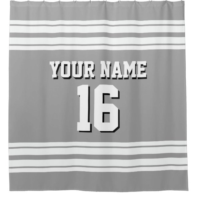 Dk Grau mit White Stripes Sports Jersey Duschvorhang (Vorderseite)