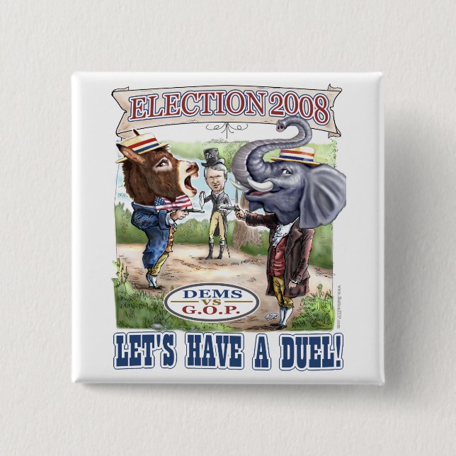 DM-Esel gegen GOP-Elefant-Knopf Button (Vorderseite)