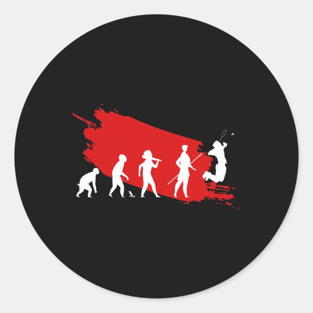 Dminton Player Evolution Funny Sports Coach Graphi Runder Aufkleber (Vorderseite)