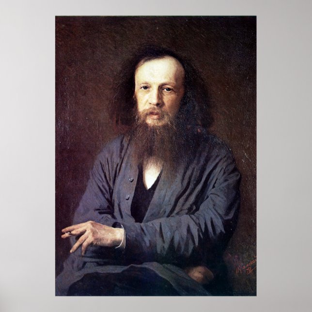 Dmitri Ivanovich Mendeleev von Ivan Kramskoy Poster (Vorne)