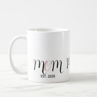 DMom Established Black Pink Script New Mom Gift Kaffeetasse