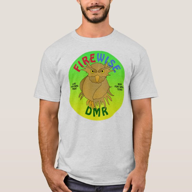 DMR. Firewise Owl T - Shirt (grüner Hintergrund) (Vorderseite)