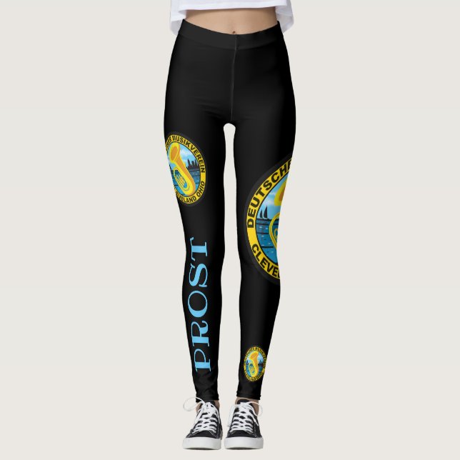 DMV Prost Schwarze Leggings mit Farblogo (Vorderseite)
