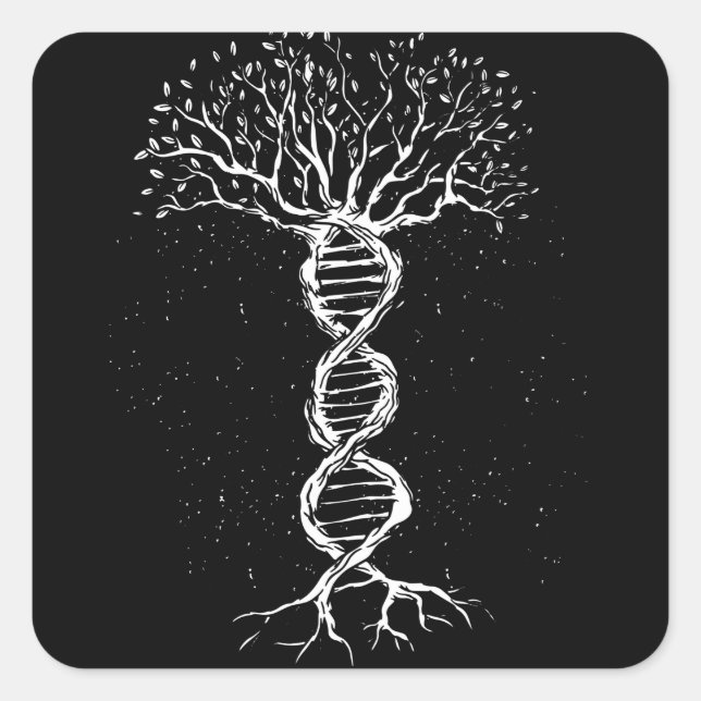 DNA-Baum Quadratischer Aufkleber (Vorderseite)