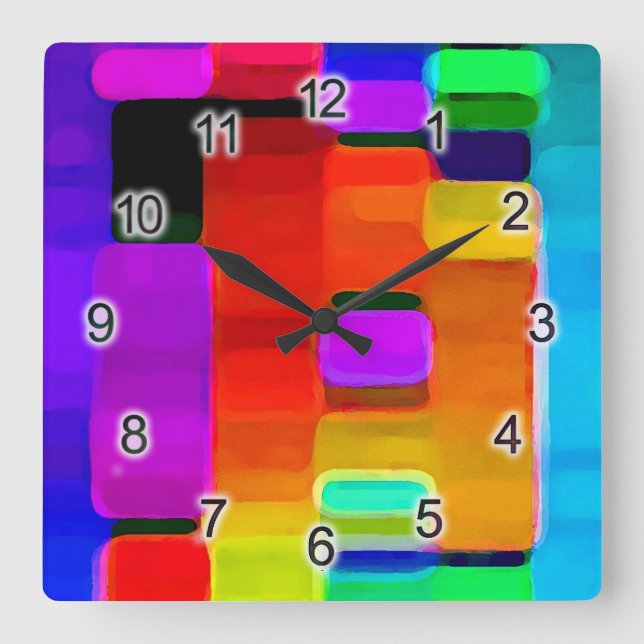 DNA der Farbe Quadratische Wanduhr (Vorderseite)