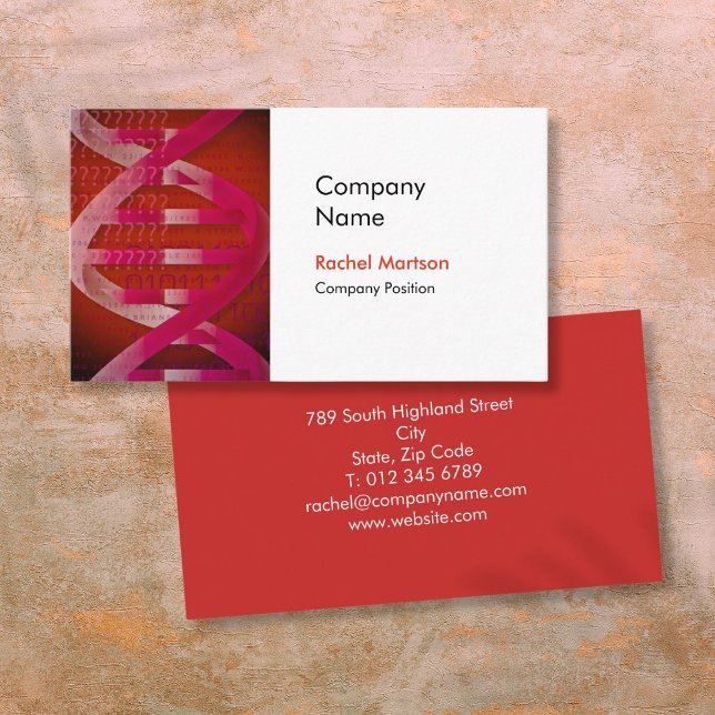DNA der Medizinwissenschaft Moderne Visitenkarte (Medical Science DNA Healthcare Modern Red Business Card)