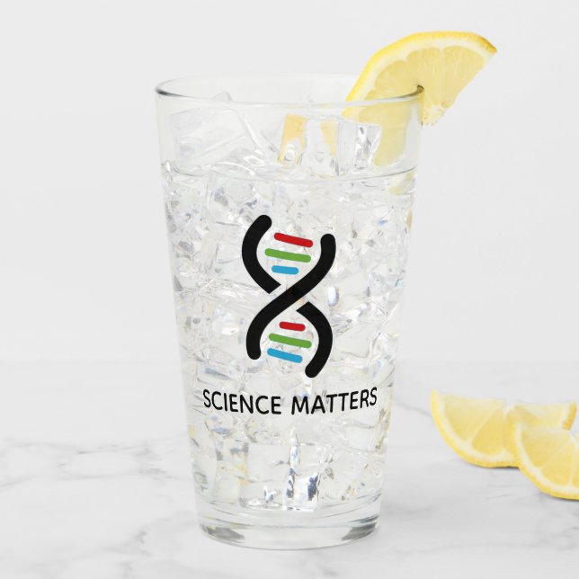 DNA Doppelhelix Design Trinkglas Glas (Rückseite Ice)