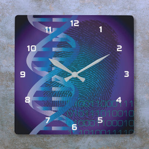 DNA-Fingerabdruck Medizinische Wissenschaft Quadratische Wanduhr