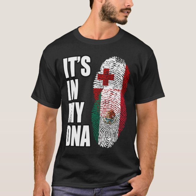 DNA-Flag für Tongan und Mexiko-Mischung T-Shirt (Vorderseite)