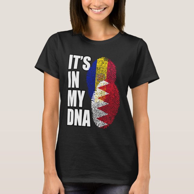 DNA-Flaggenstaat Bahraini und Andorran T-Shirt (Vorderseite)