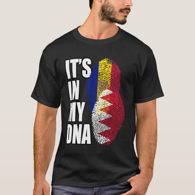 DNA-Flaggenstaat Bahraini und Andorran T-Shirt (Vorderseite)