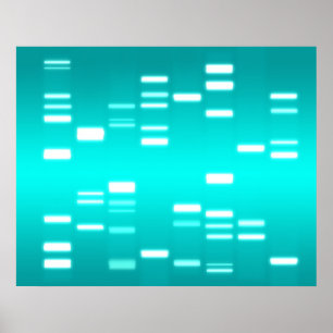 DNA Genetischer Code Cyan Blue Poster