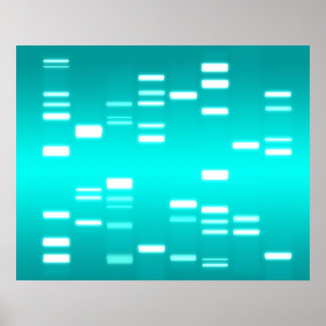 DNA Genetischer Code Cyan Blue Poster (Vorne)