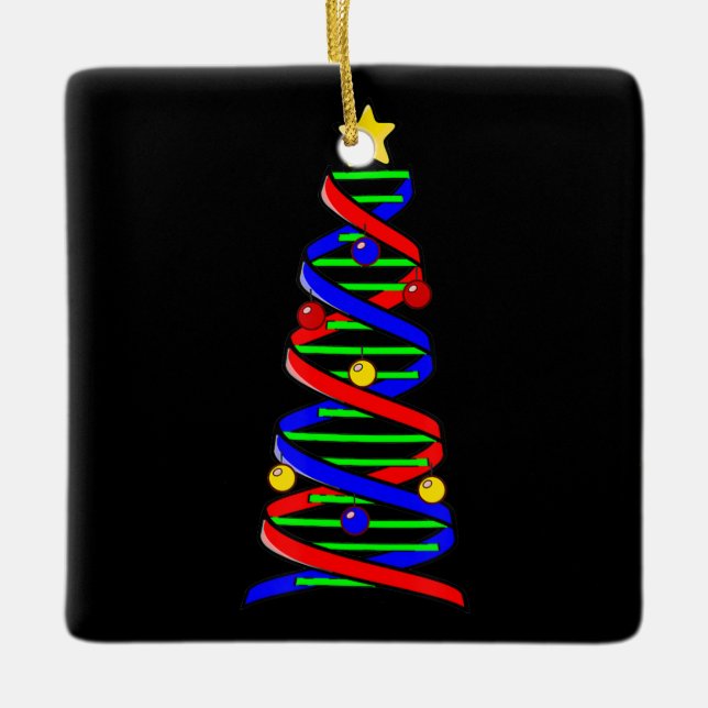 DNA Helix Christmas Tree Life Science Biologie Keramikornament (Vorderseite)