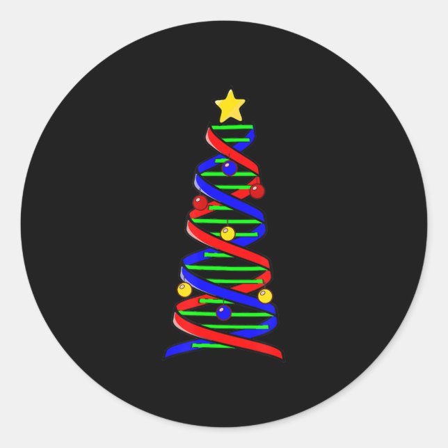 DNA Helix Christmas Tree Life Science Biologie Runder Aufkleber (Vorderseite)